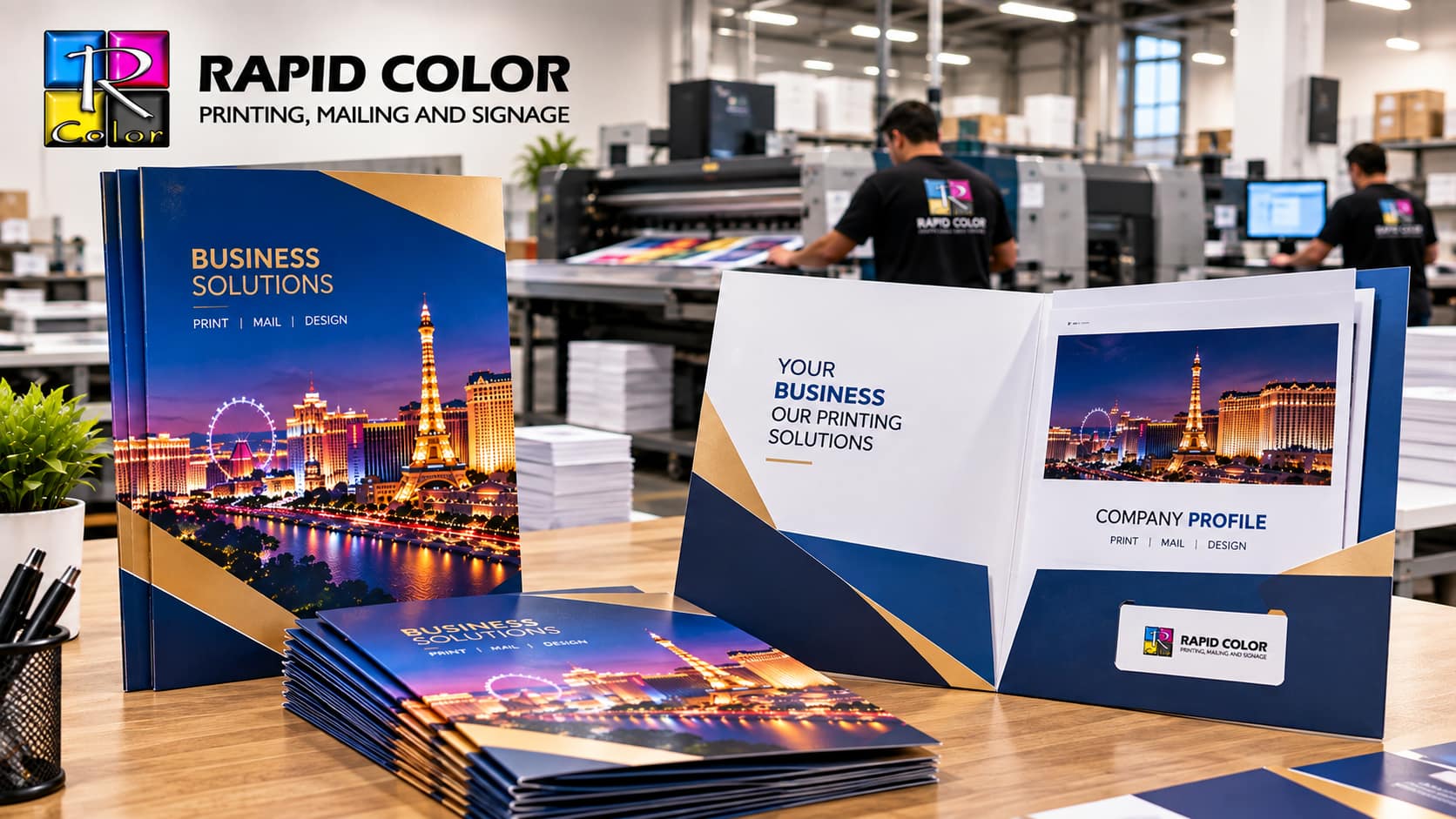 Pocket folder printing in Las Vegas for professional business presentations
