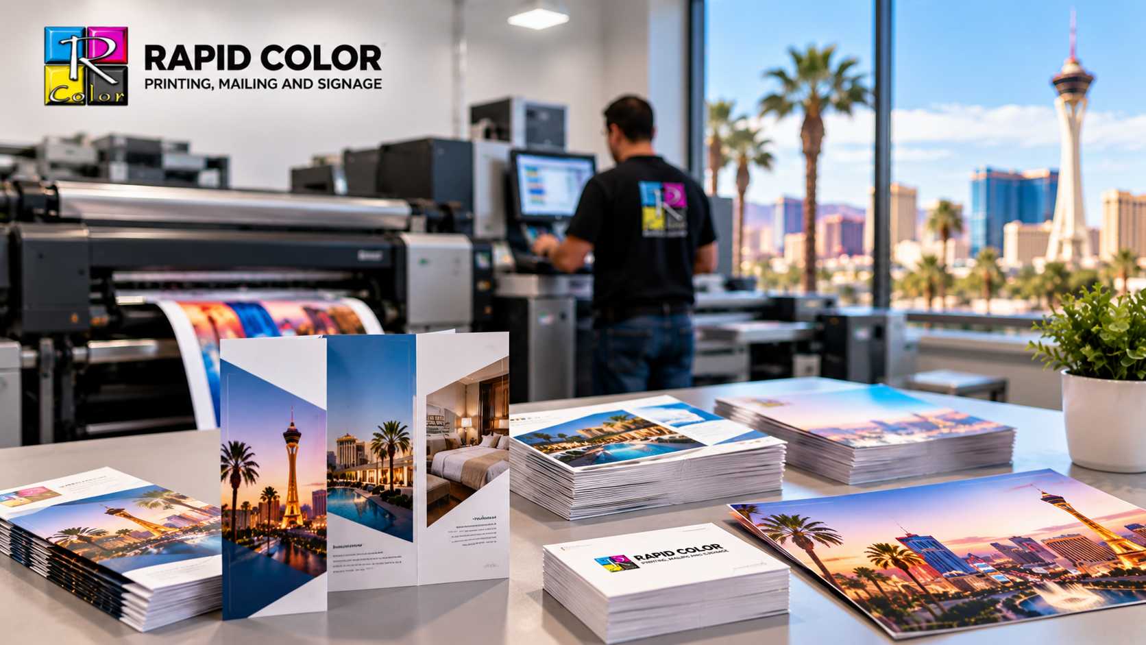 Digital press producing short-run marketing materials for a Las Vegas business