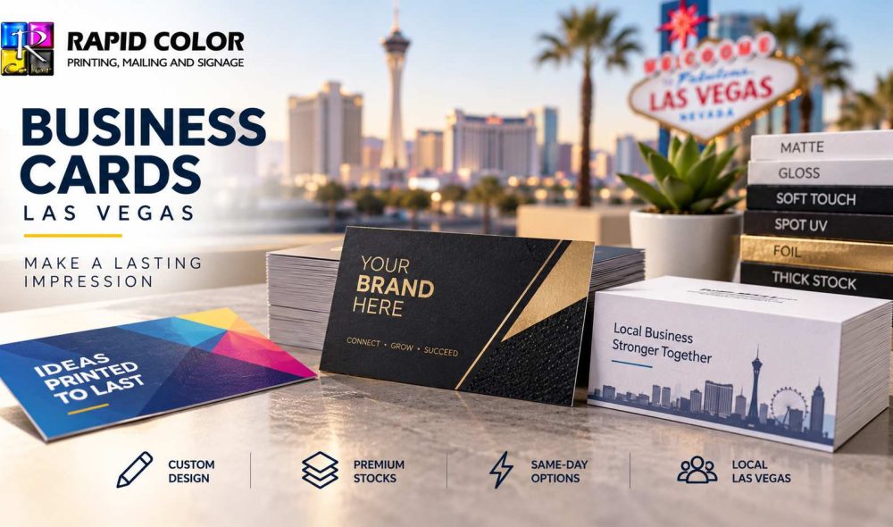 Business cards Las Vegas with premium stocks, finishes, and professional designs