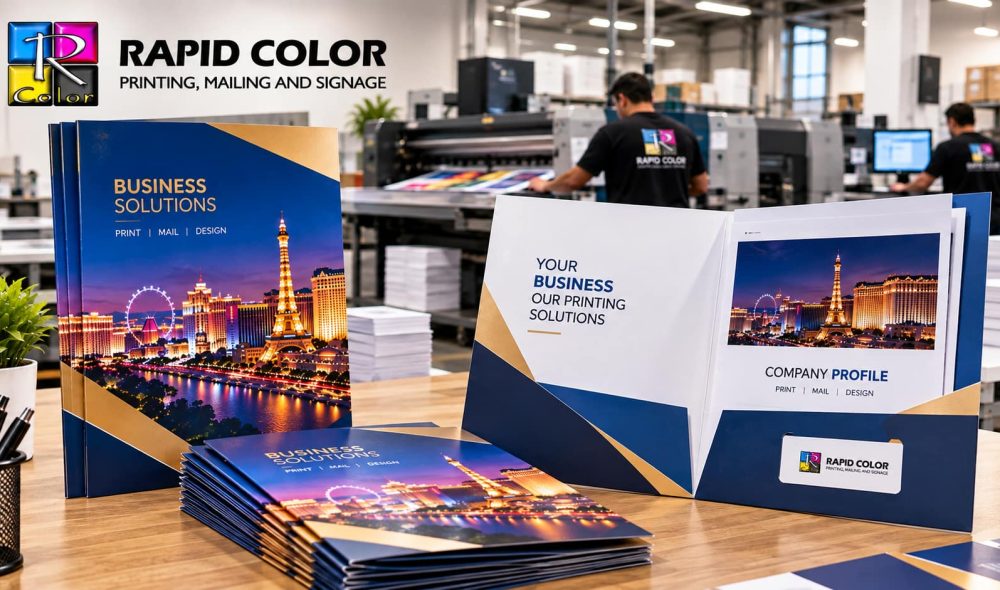 Pocket folder printing in Las Vegas for professional business presentations