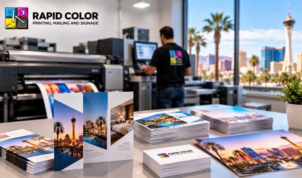 Digital press producing short-run marketing materials for a Las Vegas business